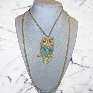 Tancer II Vintage Articulated Owl Layered Necklace B1416